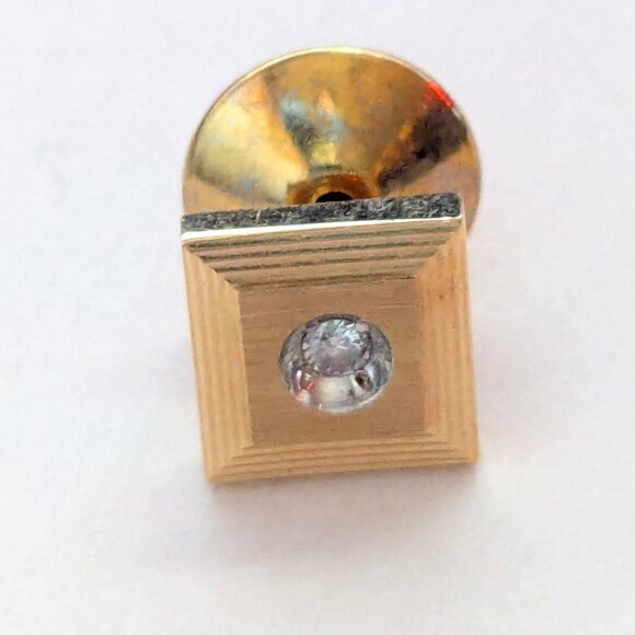 IBG 14KT Solid Gold Genuine Diamond Square Lapel Tie Tac